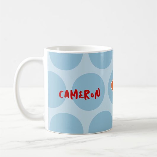 Schattigee Cartoon Geel Leeuw Blauw Stippen Leuk K Koffiemok (Links)