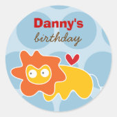 Schattigee Cartoon Geel Leeuw Leuk Kind Verjaardag Ronde Sticker (Voorkant)