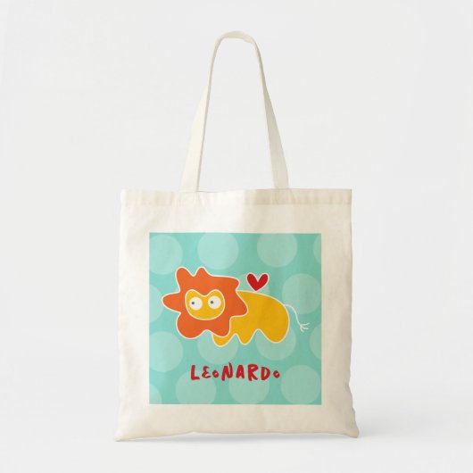 Schattigee Cartoon Geel Leeuw Liefde Leuke Stippen Tote Bag (Voorkant)