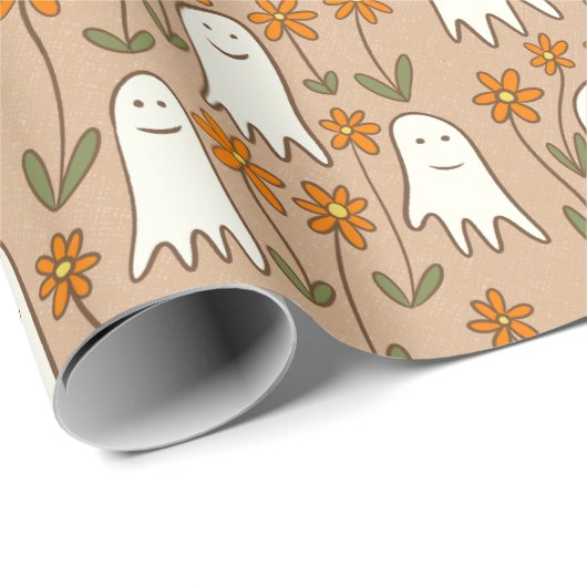 Schattigee Cartoon Geesten in de tuin Halloween Cadeaupapier (Rol Hoek)