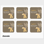 Schattigee Cartoon Gele Giraffe & Paraplu Baby sho Vierkante Sticker (Vel)