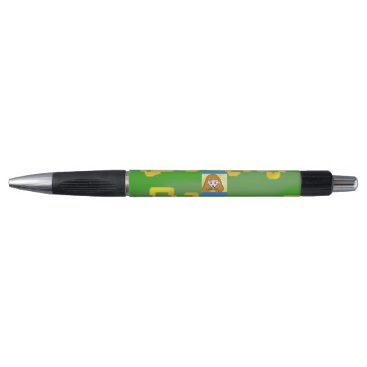 Schattigee Cartoon Gele Vierkantjes Groen Pen (Voorkant)
