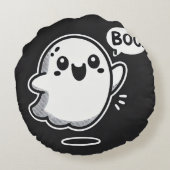 Schattigee Cartoon Ghost Gezegde Boo Rond Kussen (Achterkant)
