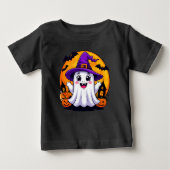 Schattigee Cartoon Ghost in Witch Pet met pompoene (Voorkant)