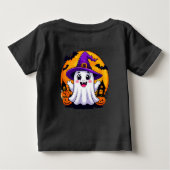 Schattigee Cartoon Ghost in Witch Pet met pompoene (Achterkant)