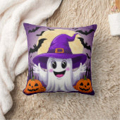 Schattigee Cartoon Ghost in Witch Pet met pompoene Kussen (Deken)