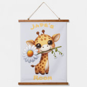 Schattigee Cartoon Giraffe en Hippo Kinderkamer Hangend Wandkleed (Voorkant)