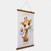 Schattigee Cartoon Giraffe en Hippo Kinderkamer Hangend Wandkleed (Gebogen)
