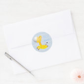 Schattigee Cartoon Giraffe Het is een jongen nieuw Ronde Sticker (Envelop)