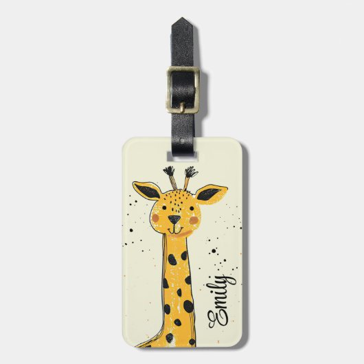 Schattigee cartoon giraffe hoofd decoratie bagagelabel (Voorkant verticaal)