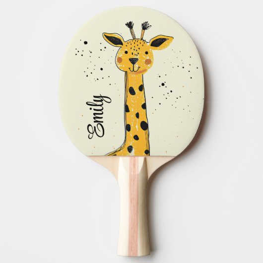 Schattigee cartoon giraffe hoofd decoratie tafeltennisbatje (Voorkant)