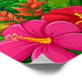 Schattigee Cartoon Giraffe in een tropisch landsch Poster (Hoek)