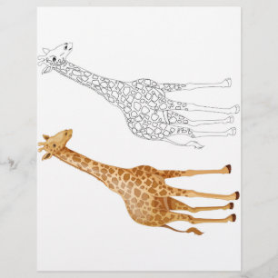 Schattigee Cartoon giraffe kleurplaat Flyer