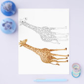 Schattigee Cartoon giraffe kleurplaat Flyer (Enkel)