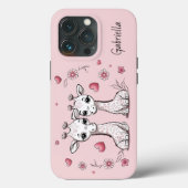 Schattigee Cartoon Giraffe Liefhebbers Hart Valent Case-Mate iPhone Case (Achterkant)