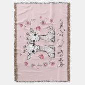 Schattigee Cartoon Giraffe Liefhebbers Hart Valent Deken (Voorkant Verticaal)