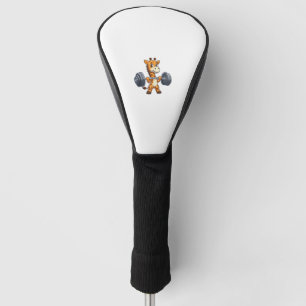 Schattigee Cartoon Giraffe Lifting Gewichten Fitne Golfheadcover