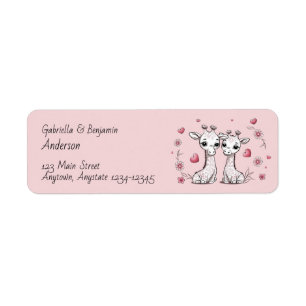 Schattigee Cartoon Giraffe Lovers Hearts Valentijn Etiket