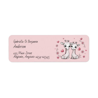 Schattigee Cartoon Giraffe Lovers Hearts Valentijn Etiket