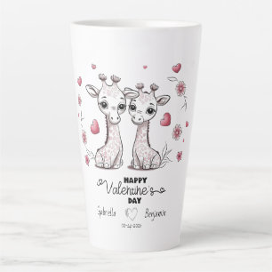 Schattigee Cartoon Giraffe Lovers Hearts Valentijn Latte Mok