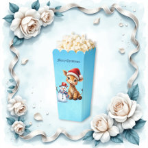Schattigee Cartoon Giraffe met Santa Hat & Snowman