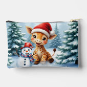 Schattigee Cartoon Giraffe met Santa Hat & Snowman Etui (Achterkant)