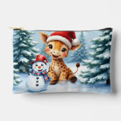 Schattigee Cartoon Giraffe met Santa Hat & Snowman Etui (Voorkant)