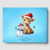 Schattigee Cartoon Giraffe met Santa Hat & Snowman Gastenboek (Achterkant)