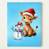 Schattigee Cartoon Giraffe met Santa Hat & Snowman Planner (Achterkant)