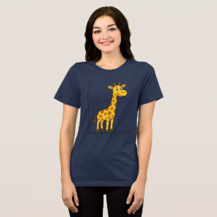 Schattigee Cartoon Giraffe op Wiskunde X-Y-as Tri-Blend Shirt