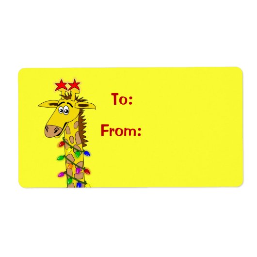Schattigee Cartoon Giraffe Xmas Gift Label Labels  (Voorkant)