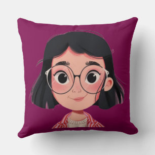 Schattigee Cartoon Girl Pillow - Stijlvol cadeau v Kussen