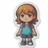 Schattigee Cartoon Girl Sticker - Perfect voor kin (Voorkant)