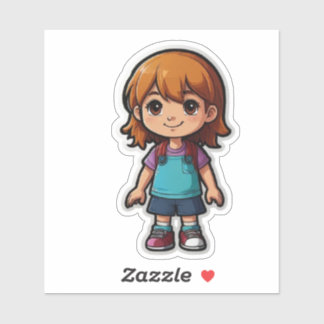 Schattigee Cartoon Girl Sticker - Perfect voor kin