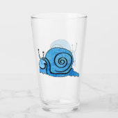 Schattigee Cartoon glimlachende Blauwe Patroon Sla Glas (Achterkant)