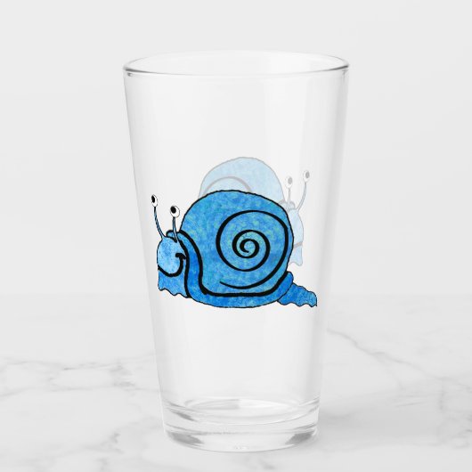 Schattigee Cartoon glimlachende Blauwe Patroon Sla Glas (Voorkant)