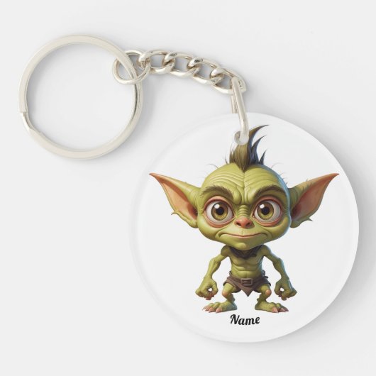 Schattigee Cartoon Goblin met puntige oren Sleutelhanger (Voorkant)