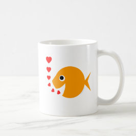 Schattigee Cartoon Goldfish Happy in Love Blowing Koffiemok