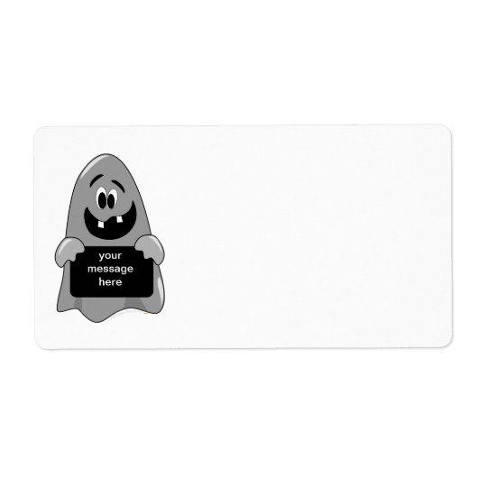 Schattigee Cartoon Goofy Ghost Halloween Etiket (Voorkant)