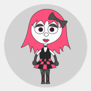 Schattigee Cartoon Gothic Meisje Stickers
