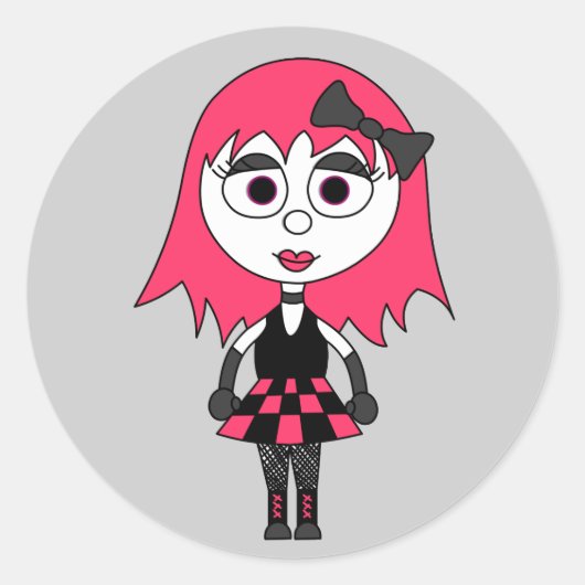 Schattigee Cartoon Gothic Meisje Stickers (Voorkant)