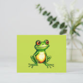 Schattigee Cartoon Green Frog Briefkaart (Staand voorkant)