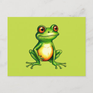 Schattigee Cartoon Green Frog Briefkaart