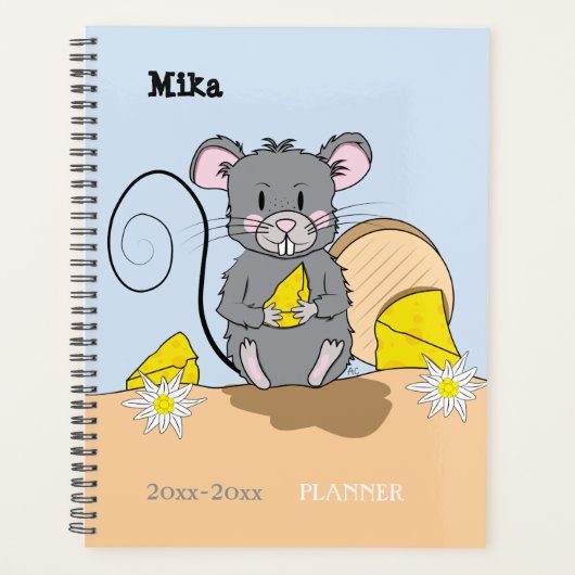 Schattigee Cartoon Grey Mouse Elementary School Pl Planner (Voorkant)