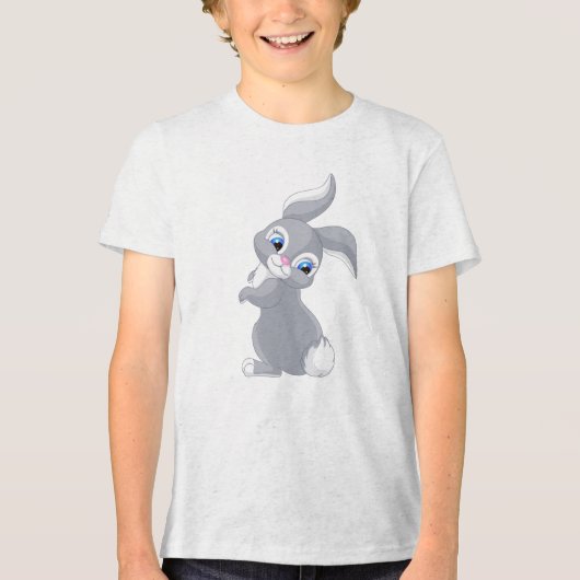 Schattigee Cartoon grijs konijn Tri-Blend Shirt (Voorkant)