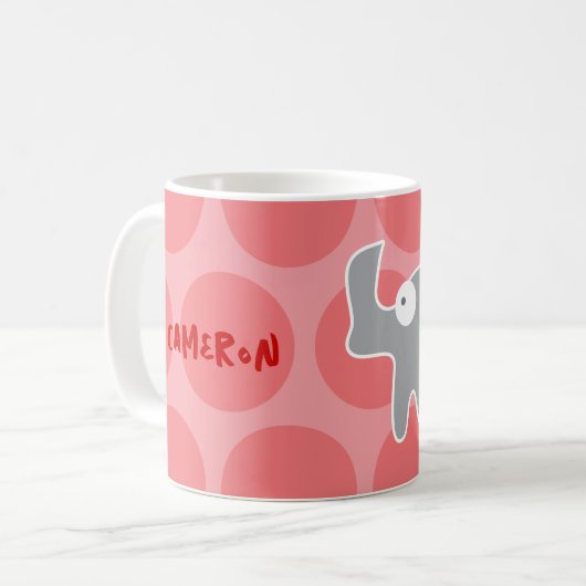 Schattigee Cartoon Grijs Rhinoceros & Leuke Stippe Koffiemok (Voorkant links)