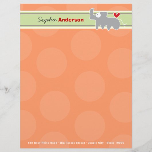 Schattigee Cartoon Grijs Rhinoceros Sinaasappel Po Briefhoofd Sjabloon (Voorkant)