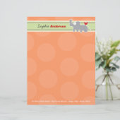 Schattigee Cartoon Grijs Rhinoceros Sinaasappel Po Briefhoofd Sjabloon (Staand voorkant)