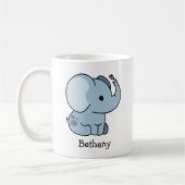 Schattigee Cartoon grillige olifant gepersonalisee Koffiemok (Links)