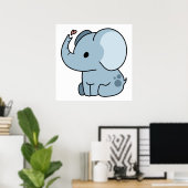 Schattigee Cartoon grillige olifant Poster (Thuiskantoor)